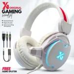 FunBug Gaming Headset Headphone with Noise Cancelling Microphone ~ Over the Ear White Gaming Headphones with Stereo Sound & Bass for Pubg Mobile PC Laptop Computer PlayStation4 Xbox PS4 PS5 Nintendo Switch, MAC OS ~ By FunBug