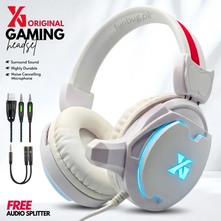 Sd517362527e242e198109d0df1311ce3E.png_720x720q80.png_ FunBug Gaming Headset Headphone with Noise Cancelling Microphone ~ Over the Ear White Gaming Headphones with Stereo Sound & Bass for Pubg Mobile PC Laptop Computer PlayStation4 Xbox PS4 PS5 Nintendo Switch, MAC OS ~ By FunBug - Image 1